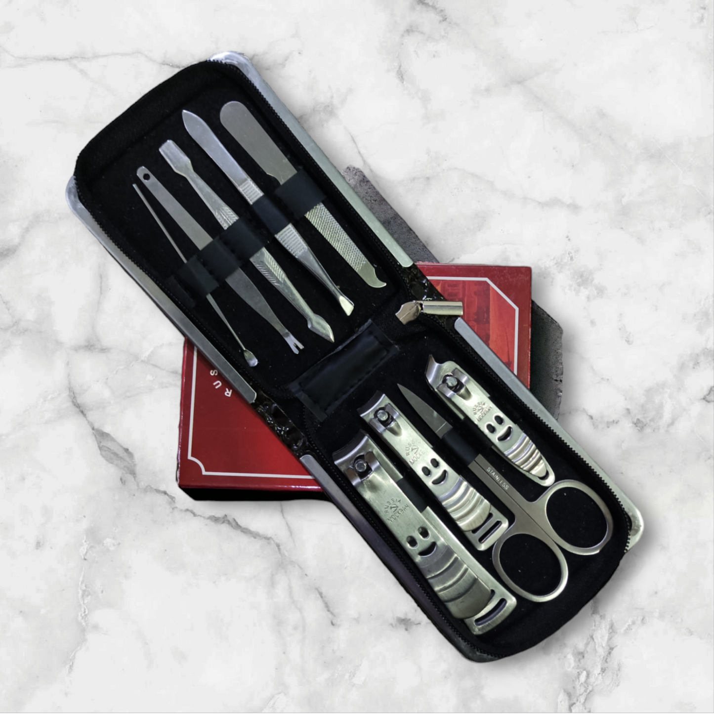 9 Pc's Manicure Tool Set Stainless Steel