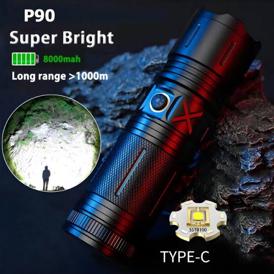 Ruilang P90 High-Power LED Flashlight with 8800 mAh Battery